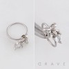 DANGLE HEART CZ RIBBON NOSE HOOP 316L SURGICAL STEEL